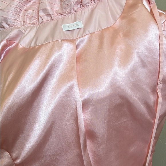 Chicos Light Pink Collared Drawstring Zip Front Lightweight Jacket with Pockets - Picture 10 of 13